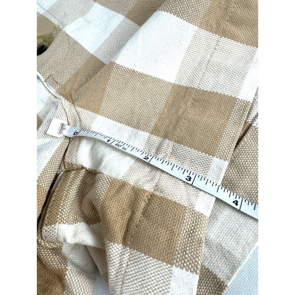 Madewell Gingham Plaid Button Shorts 25 Tan Cream Cottagecore French Girl Coasta - Picture 8 of 9